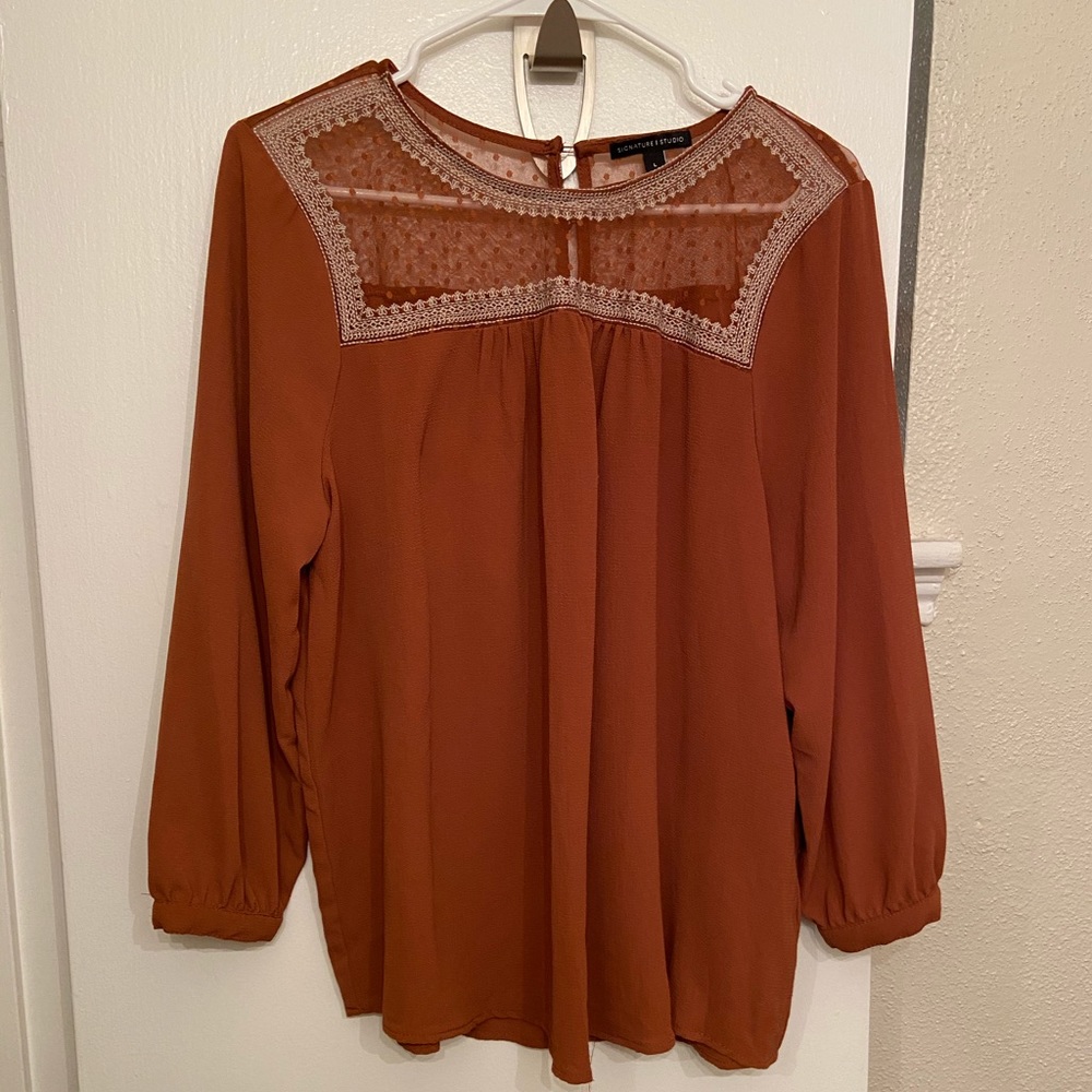 Burnt orange blouse